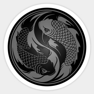 Gray and Black Yin Yang Koi Fish Sticker